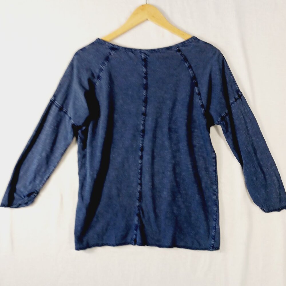Lucky Brand, Western, Steer Skull, Navy, 3/4 Sleeve  Cotton Tee,  Medium - Picture 3 of 16